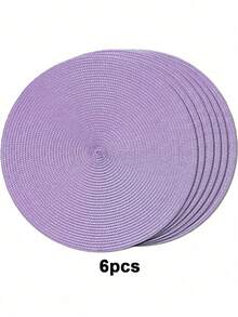 12/15 Inch Round PP Woven Placemats, 4.72 Inch Coasters, Multiple Colors Available, Plastic Material, Washable, Heat-Insulating Placemats, Coasters, Vase Mats, Table Decor, Suitable For Wedding, Holiday Party, Restaurant, Kitchen, Christmas And New Year Party Decoration - Purple - View 10