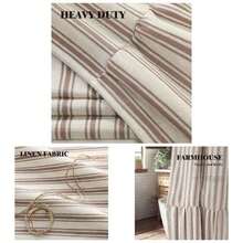 Farmhouse Shower Curtain With Ruffle Hem Linen Shower Curtains Bathroom Country Vintage Rustic Natural Fabric, - Brown Stripe 72 Inchx 72 Inch L - Sọc màu kem nâu + 72"W x 72"L - Xem 1
