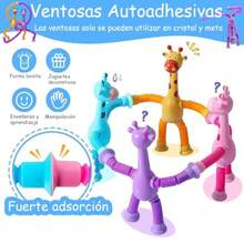 4Pcs Ttubos Sensoriales Toys Mini Pop Tube Sensor Fidget Toy Jirafa Telescopica con Ventosa Tubos para Reventar Juguetes Educativos Sensoriales Fidget Toys para Niños y Adultos PascuaConveniente y duradero, para niños - Multicolor - Ver 3