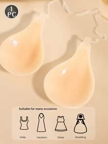Soutien-gorge adhésif push-up, soutien-gorge adhésif invisible et antidérapant réutilisable convenant aux petites poitrines, soutien-gorge sans bretelles et sans dos pour robes, maillots de bain, bikinis, nouveau soutien-gorge push-up en silicone invisible avec bretelles - Multicolore - Voir 10