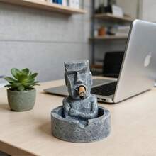 创意摩艾石像形烟灰缸，复活节岛石雕主题肌肉男吸烟配件 - 銀色 - 查看 8