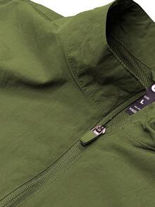 Mens Ultra Light Weight Nylon Mesh Lined Windbreaker Quarter Zip Up Jacket - Màu xanh Ô liu - Xem 2