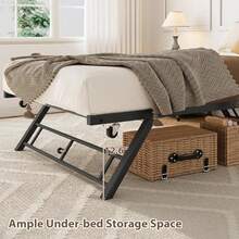 Cama nido plegable individual con estructura de láminas metálicas que ahorra espacio para sala de estar, dormitorio y habitación de invitados. - Negro - Ver 7