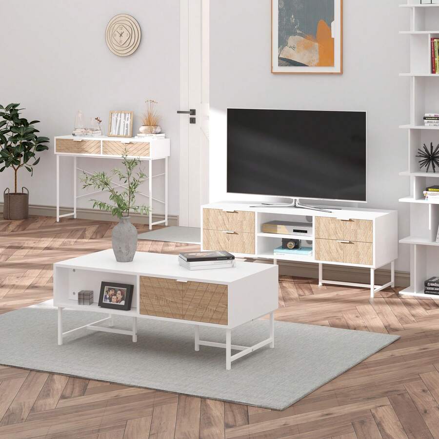 HOMCOM Mesa de banco - Branco - Ver 1
