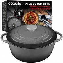 PZW Olla de Hierro Fundido Esmaltado para Horno y Estufa Horno Holandés Capacidad 4 Litros Dutch Oven Gris 24.8 cm2537 - Gris - Ver 2