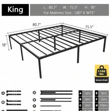 Base Cama Metal Negro Fácil Montaje 189x135x45.72 Cm Estructura de cama de metal, estructura de cama con resortes plegables, soporte de cama de plataforma resistente y silencioso, color negro. - Negro - Ver 3