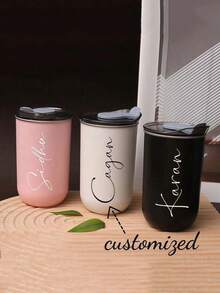 1pc Customized Stainless Steel Insulated Tumbler - Double Wall Vacuum Sealed Coffee Cup With Personalized Name Option, Cold Drink Cup | Elegant Matte Finish | Double Wall Insulation, Coffee Cup, Reusable, Multipurpose, Decorative, Fashionable, Refined, High Quality, Customized, Personalized, Unique, Suitable For Him, Her, Girlfriend, Boyfriend, Dad, Mom, Family, Friends, Son, Daughter, Student, Worker, Kids, Office, Tea Room, School, Home Use - Multicolor - View 1