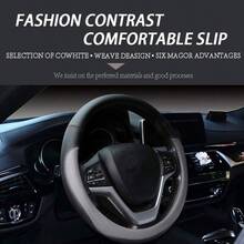 Funda de Piel para Volante de CocheCubierta Volante Coche Funda Universal para Volante de Cuero de Microfibra Cuero Ultrafino Elastica Transpirable Antideslizante de 38.1 cm Gris - Gris - Ver 7