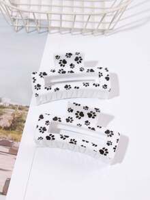 2/3/4个装时尚奶牛纹、豹纹、爪纹方形发夹，镂空发爪，优雅发髻固定器，无缝马尾夹，多功能发饰，适合日常、户外、运动、旅行、派对等场合，是情人节、复活节、母亲节、返校季、生日、假期等场合的理想礼物。 - 黑與白 - 查看 13