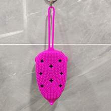 Cepillo de Baño de Silicona para Niños y Adultos con Esponja, Cuerda para Colgar, Cepillo de Baño de Doble Cara, Cepillo de Baño para Bebés - Búho rosa - Ver 6