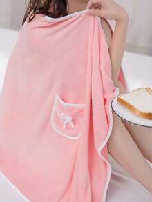 女士珊瑚绒浴袍 - 加厚可穿戴蝴蝶结口袋吊带浴袍，配头带 | 女士长款毛绒和服浴袍，适合水疗、沐浴后、居家休闲 | 斋月礼物、情人节礼物、新娘送礼会、婚礼派对、圣诞节和新年睡衣 | 舒适浴袍套装，适合女士、女孩、妻子、伴娘 | 居家休闲服、酒店水疗服、浴室必备品、奢华礼品之选 - 彩色 - 查看 3