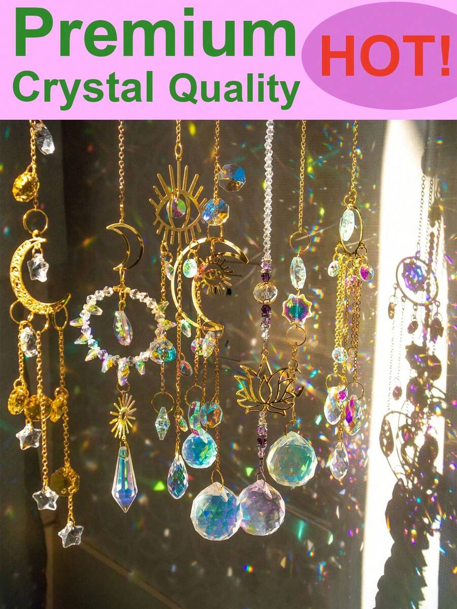 7 Pcs Crystal Suncatcher For Window Hanging Sun Catchers With Crystal Prisms Decor For Indoor Outdoor Home Party Wedding Decor Hanging Crystals For Decoration
