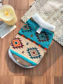 Southwestern Pattern Fluffy Pet Vest With Leash Ring - Soft & Comfortable Small Dog Vest And Cat Clothes, Warm Plush Pet Everyday Wear, Fashionable Indoor/Outdoor Pet Apparel For Small Breeds, Adorable Variety Of Pet Vests, Durable Pet Clothes With Leash Loop, Casual Daily Use Dog And Cat Outfits - Multicolor - View 17