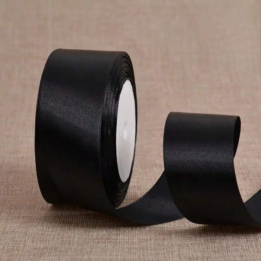 1 rouleau de ruban satin de 4 cm, 0,6 cm, 2 cm de large, ruban de soie, confection de nœuds, cuisson de gâteaux, empaquetage - Noir - Voir 1