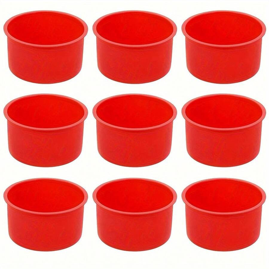 9 silikonowych foremek do mini ciasta, okrągła forma do pieczenia o średnicy 10,16 cm, silikonowa forma do pieczenia z powłoką nieprzywierającą, wielokrotnego użytku, odpowiednia do biszkoptu, ciasta musowego, babeczek, ciasta warstwowego, sernika, ciasta tęczowego i innych, na imprezę walentynkową, do wystroju domu, na prezenty do domu
