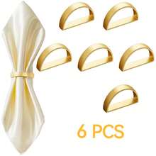 4pcs/6pcs/12pcs Gold Round Napkin Rings, Minimalist Metal Double Ring Napkin Holders, Unisex, Suitable For Western Restaurant Hotel Dining Table Decor, Reusable Metal Spiral Napkin Rings, Ideal For Family Gatherings, Banquets, Minimalist Dining Table Settings, Party Holidays, Valentine's Day, Weddings, Thanksgiving Table Decorations, Indoor And Outdoor Use, Also Suitable For Gardening, Adding A Touch Of Quality To Your Dining Table - Gold - View 13
