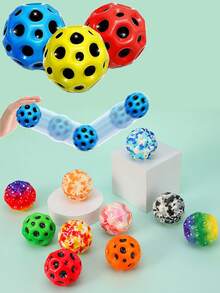 1/2个腕部弹性锻炼球，附赠礼品袋，颜色随机，减压挤压球，泡沫球，月亮球，易握，腕部锻炼游戏，趣味玩具，节日生日好礼，锻炼手部协调能力，互动游戏，趣味设计，轻盈球体，泡沫材质，高品质泡沫，弹力球，手部锻炼器，派对游戏，家庭娱乐