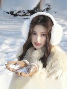 男女通用纯色耳罩 - 柔软毛绒耳罩，可爱韩式毛绒耳罩，可调节耳套，可折叠耳罩，舒适防寒冬季户外配件，柔软毛绒可折叠耳罩 - 男女通用舒适耳罩。 - 彩色 - 查看 9