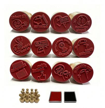 Sellos Docentes Kit 12, Escolares Didácticos Varios Modelos Sellos Didácticos Para Maestros Educativos King Stamp 12 En 1 Sellos Para Maestros Kit Escolar Incluye Cojin12pcs Sello Letrero De Padre
