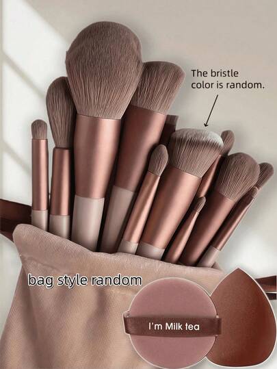 15pcs Makeup Brush Set, 13pcs Makeup Brushes & 2pcs Makeup Sponges, Dual-Use, Essential For Makeup, Suitable For Christmas, New Year, Mother's Day, Graduation Gifts