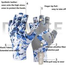 Guantes de pesca con protección solar, protección UV, de silicona, antideslizantes, cómodos y transpirables - azul, azul marino (Navy_Blue)-Grande/X-Grande - Ver 3