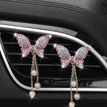 2个闪亮蝴蝶汽车出风口夹，钻石汽车内饰装饰配件，可爱女士汽车装饰 - 蝴蝶 - 查看 11