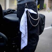2pcs Hip Hop Accessories Set: Acrylic Multi-Layer Chain + Scarf, Casual Streetwear Hip Hop Style