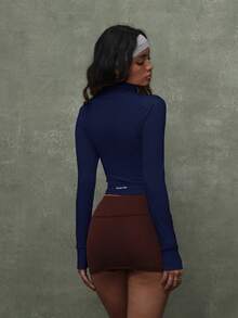 PinkTip 女士紧身塑形运动外套 - 适合户外、健身房和瑜伽拉伸 - 藏蓝色 - 查看 5