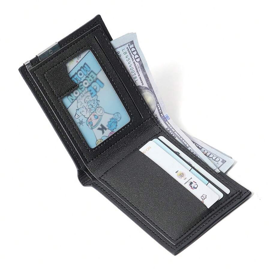 Cartera corta para hombres estilo coreano borde de hierro cartera horizontal para jóvenes conúltiples ranuras para tarjetas, tarjetero de negocios moderno - Poco profundo - Ver 1