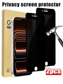 2片装隐私保护钢化玻璃屏幕保护膜,黑色边框,印有隐私图案,兼容 11-17 Pro Max系列 - 黑色 - 查看 25