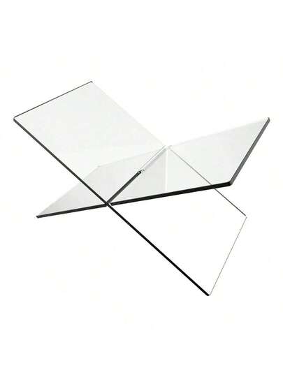 1pc X-Shaped Transparent Acrylic Book Shelf, Ramadan Holder Decorative Book Display Rack, White/Black Bookshelf For Home, Library, Cookbook, Music Album, Suitable For Various Books And Magazines