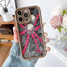 Cubierta de telefono con diseño de araña roja y hojas grises para iPhone 14 Pro Max negra elegante para uso diario y estilo urbano - Blanco - Ver 5