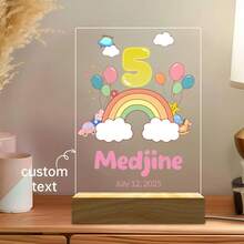 هدية إضاءة ليلية شخصية - إضاءة ليلية لمكتب قابلة للتخصيص - مثالية للتخرج وديكور الغرفة والزفاف وعيد الأم وعيد الأب وهدايا أعياد الميلاد - نسخة الأطفال 1 - مشاهدة 2