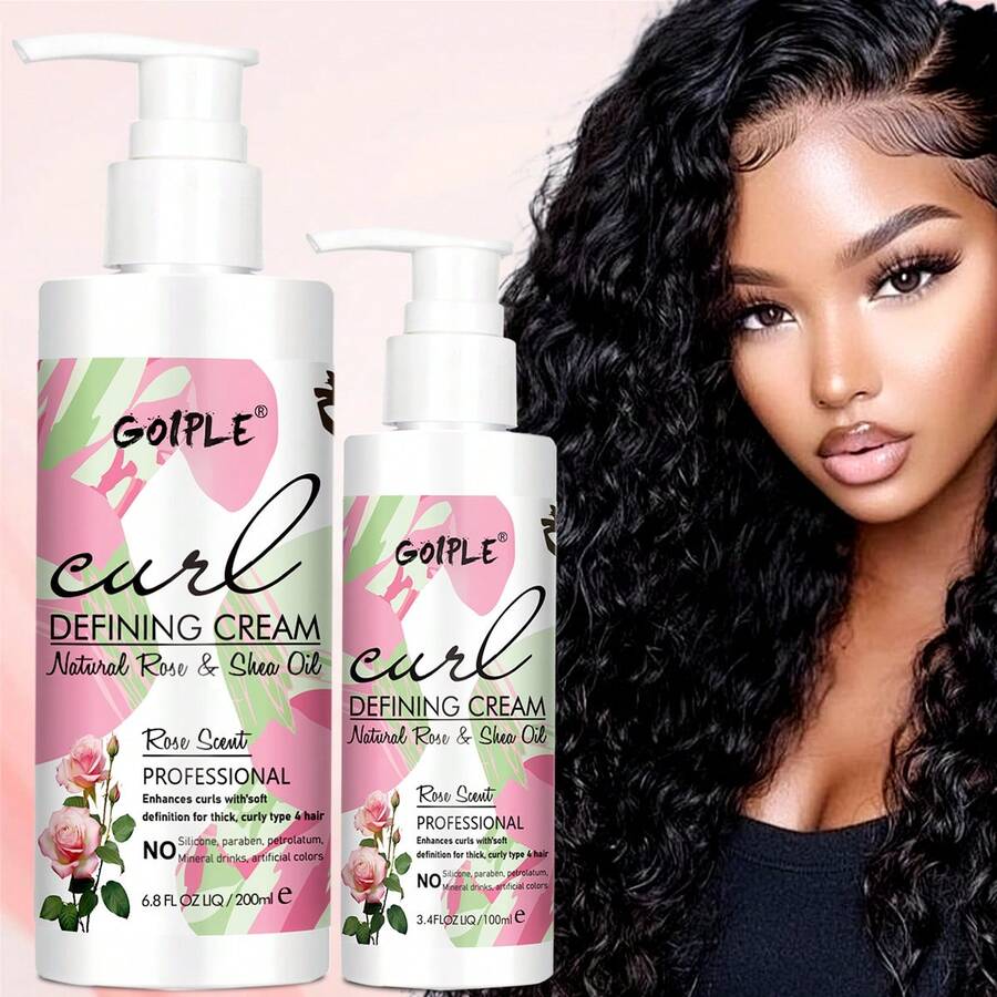 GOIPLE Curl Defining Cream - Long-Lasting Styling, Anti-Frizz Curl Cream With Coconut Oil And Shea Butter Nourishing Formula, Creates 4C Curls, Shapes Wavy Hair, Smooths Waves, Adds Volume And Bounce, Moisturizing Leave-In Conditioner, Suitable For Curly/Wavy/Straight Hair Styling And Care - 粉色 - 查看 1