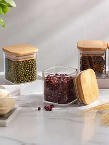 12 Piece 150ml/5oz Glass Sealed Storage Jars, Glass Spice Jar Set, Food Storage Container With Bamboo Lid, Kitchen Food Storage Jar, Perfect For Storing Tea, Coffee, Sugar, Herbs, Spices, Etc., Stackable Kitchen Organizer - 12件裝玻璃密封罐附蓋子 - 查看 8