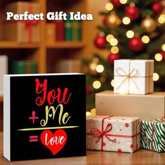 1 st PVC-skylt "Du + Jag = Kärlek", romantisk parbekännelse skrivbordsprydnad, söt heminredningsplakett för sovrum och vardagsrum