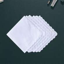 3pcs Simple Wavy Edged White Handkerchiefs, Suitable For Men And Women, Soft Polyester Handkerchief, Great For Wedding Party Gifts, Parties, Gifts, Wedding Favors, Party Accessories, Charming Accessory, Quality Craftsmanship, No Feathers, No Electricity Required - Multicolor - View 1