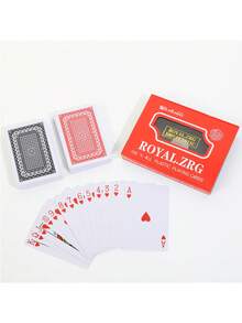 2pcs/Set ROYAL.ZRG 25 Gauge Plastic Playing Cards, Red Deck, Plastic Box, 2 Colors, Game Cards, PVC, 5.7*8.7 In, Family Entertainment, Games, Washable, Waterproof, 100% Plastic, Party, Gift, Gag, Creative, Valentine's Day, Wedding Game, Birthday Party - A - View 1