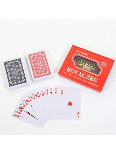 2pcs/Set ROYAL.ZRG 25 Gauge Plastic Playing Cards, Red Deck, Plastic Box, 2 Colors, Game Cards, PVC, 5.7*8.7 In, Family Entertainment, Games, Washable, Waterproof, 100% Plastic, Party, Gift, Gag, Creative, Valentine's Day, Wedding Game, Birthday Party