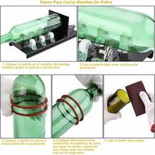 Cortador de botellas de vidrio, versión mejorada del cortador de botellas, botellas redondas, cuadradas y cuellos de botella, adecuado para botellas de vino, cerveza, whisky, champán-Negro - 1 - Ver 6