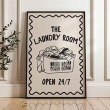 1 peça emoldurada/sem moldura - Pôster em tela minimalista com cesto de roupa suja em estilo vintage - Decoração estética para apartamento, sala de estar e ambientes modernos. - Multicolorido - Ver 3