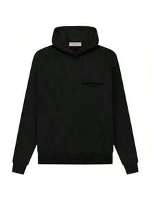 Essentials -Fear Of God Oversized Hoodie Collection FW21-FW2 MEN WOMEN Hoodie Vintage Flocking Craftsmanship Combined With Modern Breathable Technology, Warm Cotton Flocking, Loose Urban Functional Wear, High-End Cotton To Create An Urban Street Style, Loose Silhouette Non-Ge - 加長豪華轎車/黑色 - 查看 7