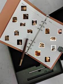 54/63pcs Leopard Print Stickers, Animal Pattern Fashion Bag Hat Cat Stickers, Retro Chic Playful Quote Vinyl Stickers, Suitable For Diary Notebook Laptop Phone Case Decor, Bold Aesthetic Gift Scrapbook Supplies Funny Stickers Laptop Stickers Kindle Phone Stickers - Multicolor - View 6