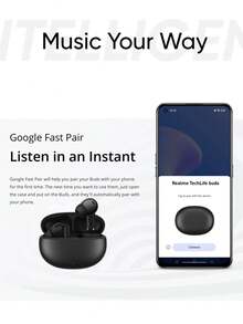 TechLife Buds 真无线蓝牙入耳式耳机，带麦克风，快速配对，支持快速充电，总播放时间长达 28 小时，并具备低延迟游戏模式。 - 黑色 - 查看 7