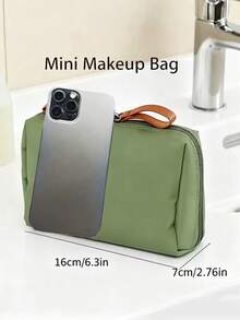 1pc Personalized Makeup Bag, Custom Name/Text Cosmetic & Toiletry Bag, Custom Initials & Name, Elegant Green Floral Cosmetic Organizer With Double Zipper Closure, Spacious Makeup Case For Women & Men, Travel-Friendly Toiletry Bag With Interior Compartments - Multicolor - View 8