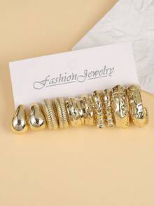 5 Pairs/15 Pairs Fashion New Design With Golden-Plated Earrings,Daily&Elegant Style,Ladies' Best Choice - Yellow Gold - View 2