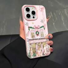 Estuche para teléfono con diseño de oso navideño Compatible con estuches para teléfonos   17  16 Pro Max  15 Pro Max  13 y  12 Hecho de material TPU a prueba de caídas, resistente al desgaste y cómodo de sostener Un gran regalo para familiares, amigos, seres queridos, novios/novias y para Navidad y Año Nuevo - Rosa - Ver 5