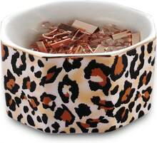 Ceramic Paper Clip Holder Gold Line Paper Clip Dispenser Organizer For Desk Cute Floral Pattern Office Binder Clip Holder Bobby Pin And Hair Clip Holder Gift For Office Mint Flowers - 棕色 - 查看 2