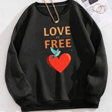 Loveisfree Print Hoodie - Long Sleeve, Knit Fabric, Relaxed Fit, Full Size, Fashionable Graphic Print, Perfect For Casual Outings And Daily Wear, Black White Red Grey Navy,Fall Hoodies,Men's Fall Clothes,Street Wear,Halloween,Mens Hoodies,Y2k Clothes,Jesus Hoodie,Thanksgiving Day,Nightmare Before Christmas,Christmas - Black - View 3