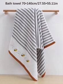 QIBHI 半条棉质条纹刺绣浴巾或手巾，田园风情侣毛巾，柔软吸水，适用于浴室、酒店、健身房、旅行、送礼、沙龙、运动、户外、海滩、学校、返校季、旅行配件、家居用品、毛巾、护肤 - 彩色 - 查看 10
